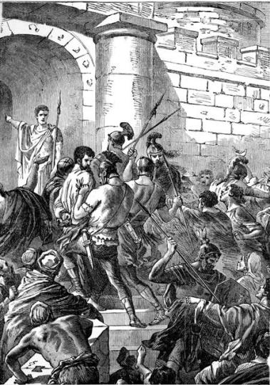 Aristarchus grabbed in the riot at Ephesus - Acts 19.  